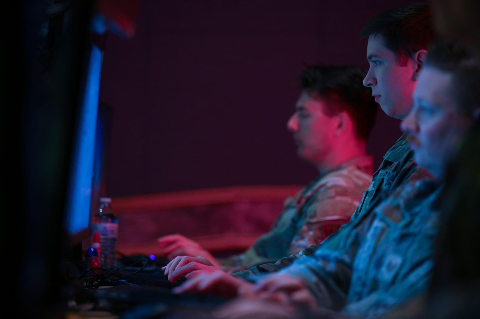 U.S. Air Force airmen of the 67th Cyberspace Wing work at their stations at Joint Base San Antonio-Lackland